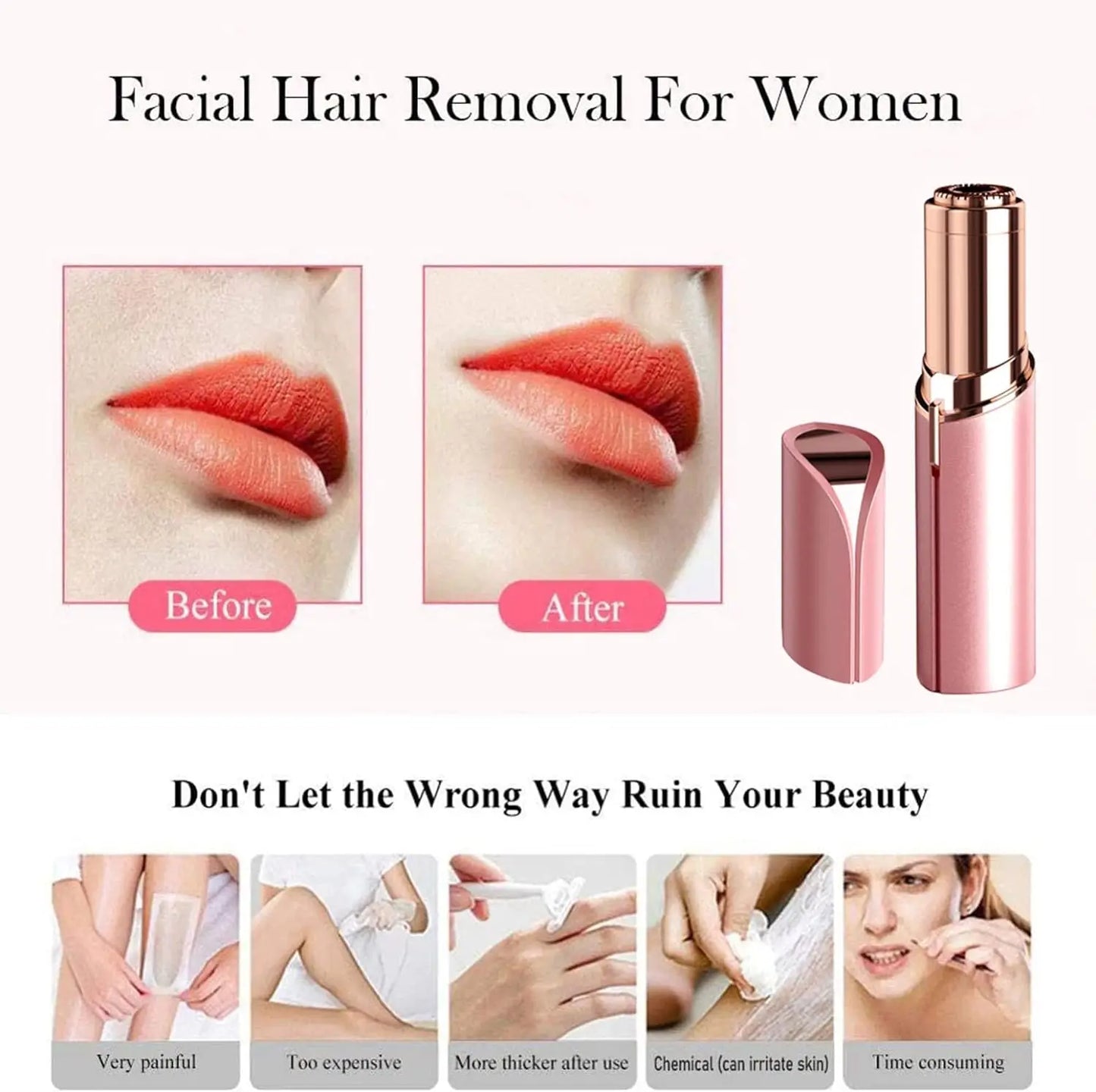 Painless Facial Hair Remover For Women | USB Rechargeable