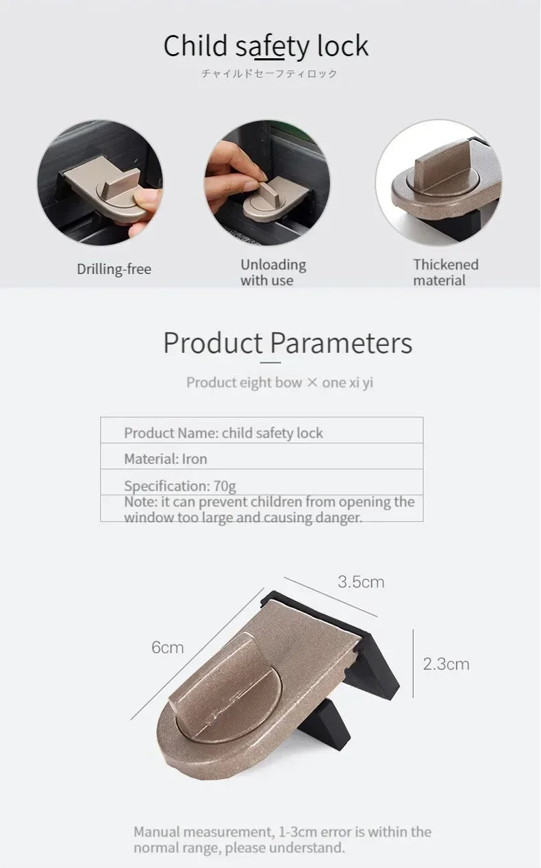 No-Drill Sliding Door Lock, Child Safety ,