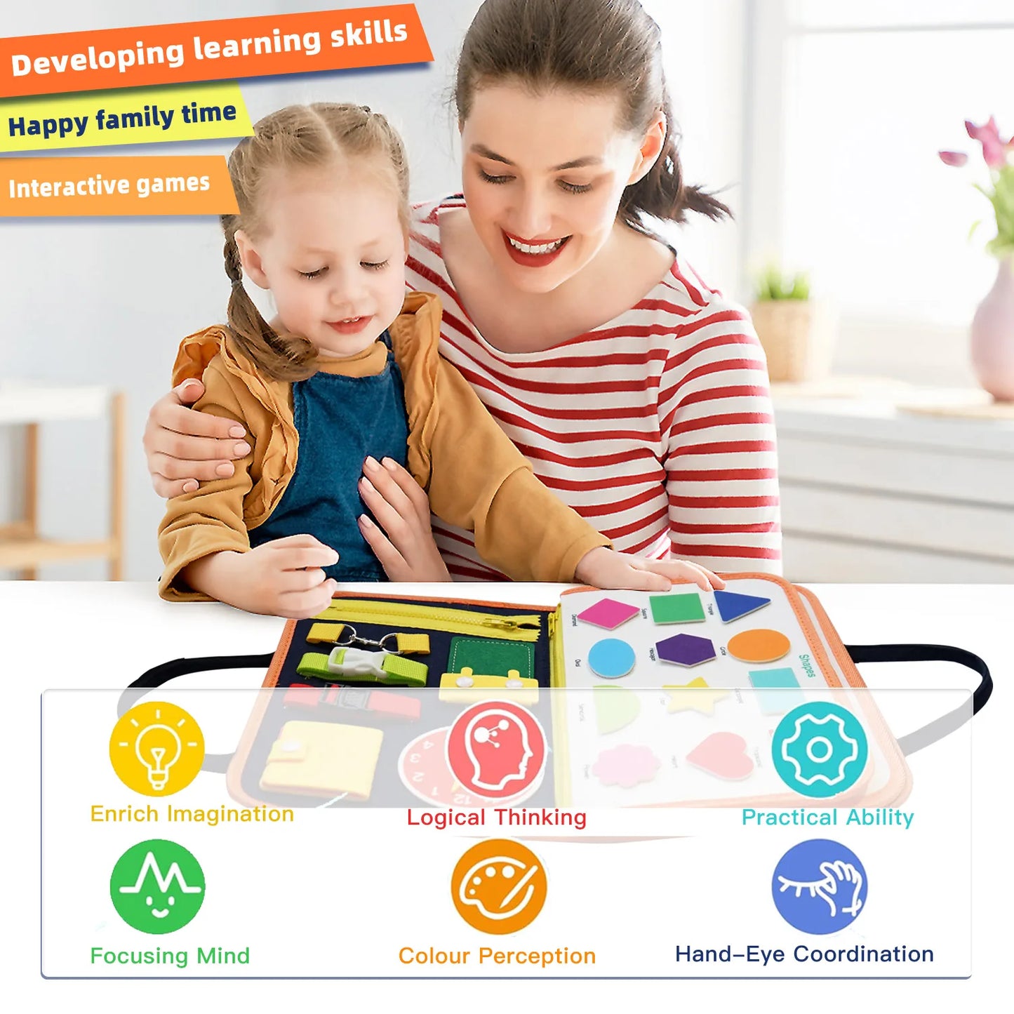 Montessori Busy Board for Ages 3-6 - Sensory Educational